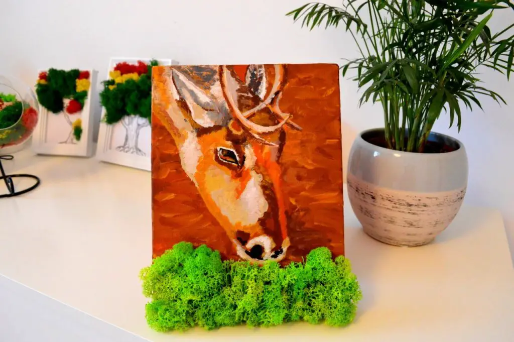 Decoratiune 3D tablou pictat acrilice si licheni