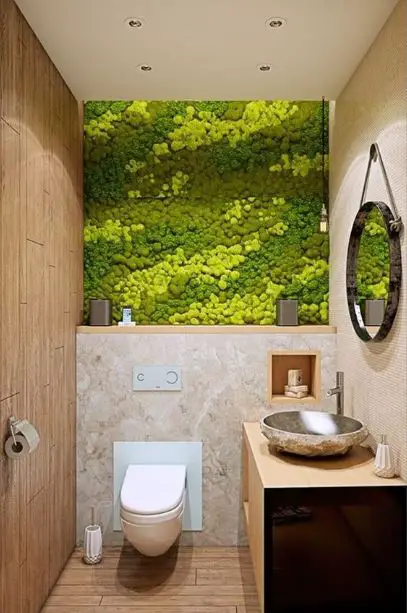 decoratiuni din licheni pentru perete baie